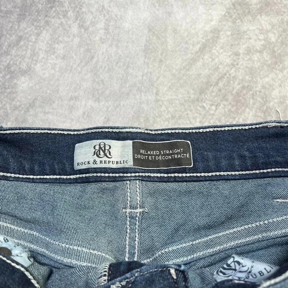 Y2K 2000s Rock & Republic Grunge Indie Skater Hip Hop Embroidered Denim Jeans